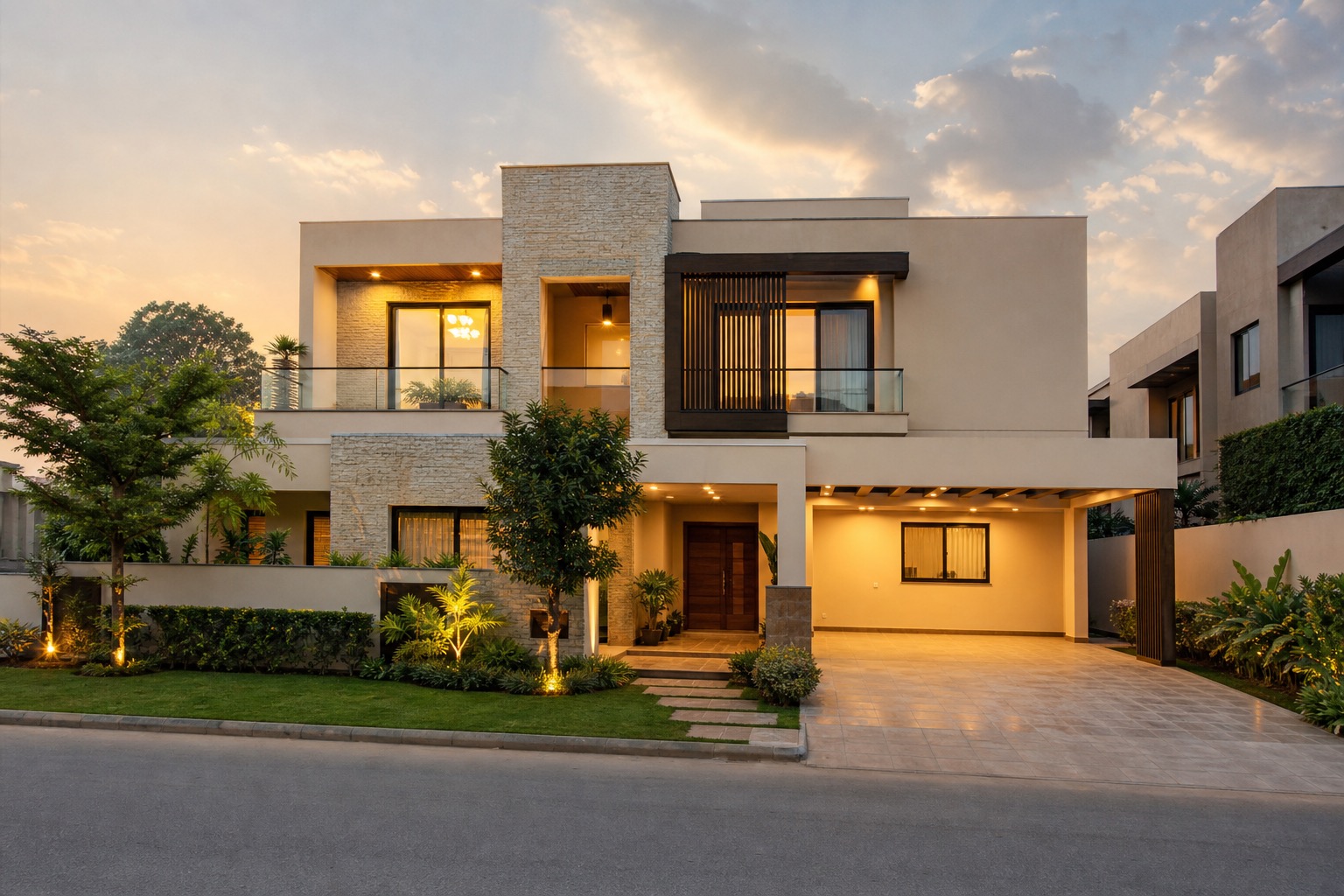 Modern Indian residential home built by Global Builder